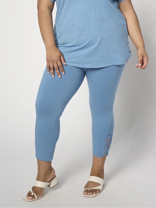 Denim&Co Pants - Denim & Co. Women 1X Blue Pockets Comfort Duo Stretch Legging With Lace Detail